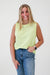 Summer Symphony Ribbed and Cotton Mix Contrast Top in Clover