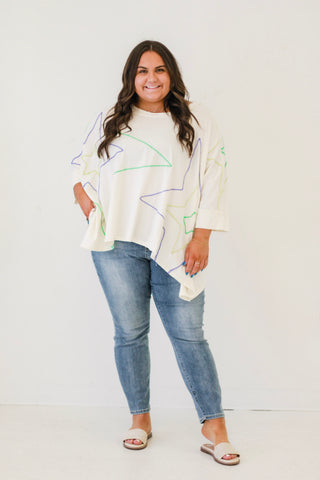 Over the Rainbow Star Top in White by Oli & Hali