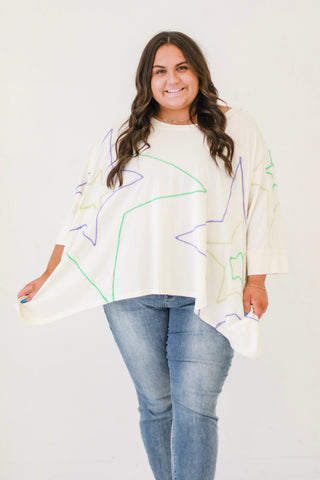 Over the Rainbow Star Top in White by Oli & Hali