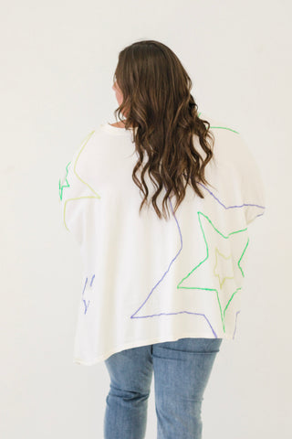 Over the Rainbow Star Top in White by Oli & Hali