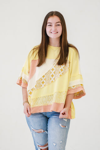 Sunny Day Fun Washed Fabric Top in Yellow by Oli & Hali
