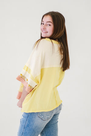 Sunny Day Fun Washed Fabric Top in Yellow by Oli & Hali