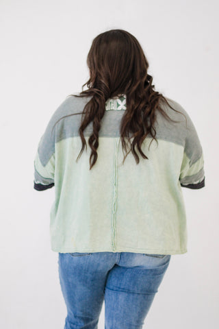 Sunny Day Fun Washed Fabric Top in Sage by Oli & Hali