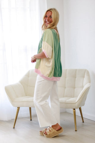 Watercolor Color Block Top in Sage