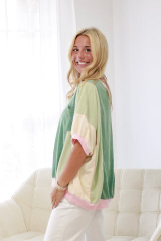 Watercolor Color Block Top in Sage