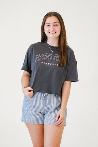 Nashville Cropped Top in Charcoal