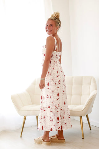 Pretty Things Floral Dress in Burgundy