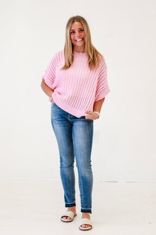 Weekend Wanderlust Loose Fit Dolman Sleeve Top in Pale Pink