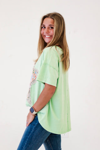 Happy Places Patchwork Star Top in Mint