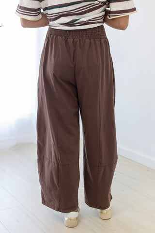 No Worries Brown Barrel Pants