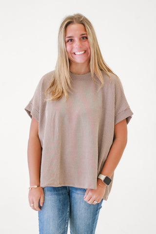 Do You Believe in Love Ribbed Top in Acorn