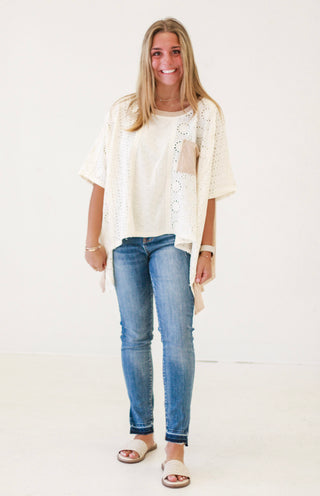 Effortless Style Eyelet Top in Natural