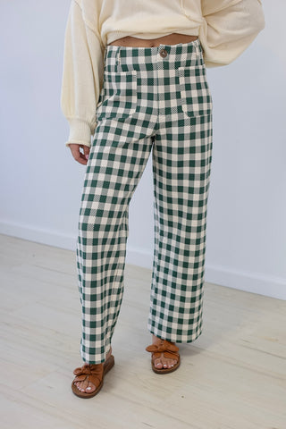 Run Away With Me Gingham Pants in Hunter Green