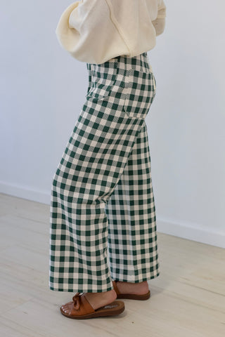 Run Away With Me Gingham Pants in Hunter Green