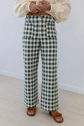 Run Away With Me Gingham Pants in Hunter Green