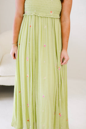 Spring Blooms Maxi Dress in Pistachio Green