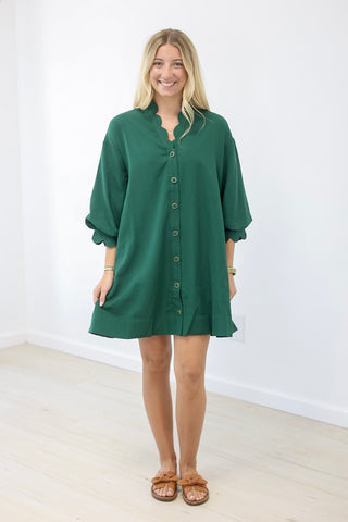 Fall Breeze Dress in Hunter Green