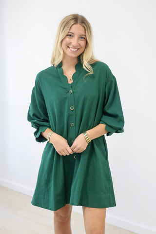 Fall Breeze Dress in Hunter Green