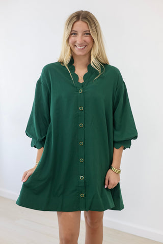 Fall Breeze Dress in Hunter Green