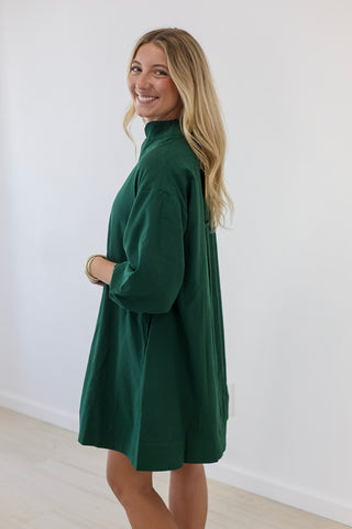 Fall Breeze Dress in Hunter Green