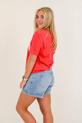 USA Star Mixed Fabric Graphic Tee