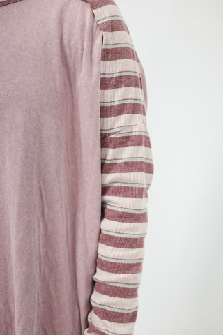 Plum Fun Stripe Sleeve Top