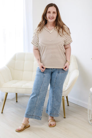 The Lucy Stripe Top in Brown
