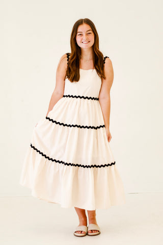 Summer Date Sleeveless Midi Dress in Ecru