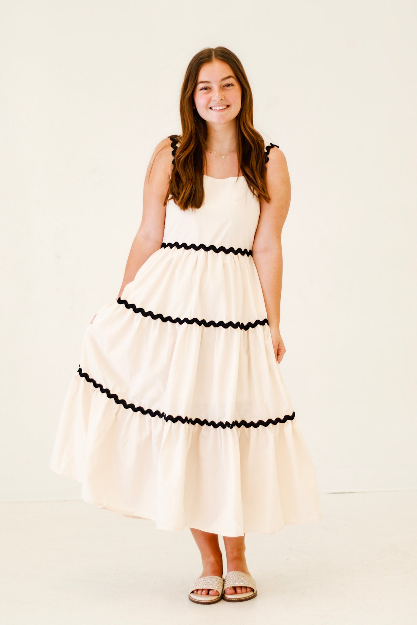 Summer Date Sleeveless Midi Dress in Ecru - Allure Clothing Boutique