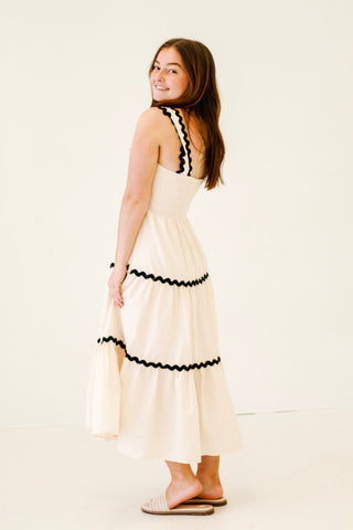 Summer Date Sleeveless Midi Dress in Ecru