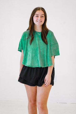 Simple Sophistication Crinkle Washed Top in K Green