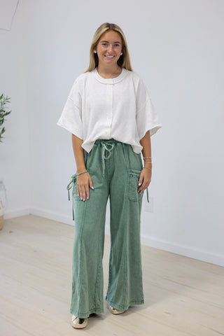Finally Found You Mineral Wash Pants in Pine Green