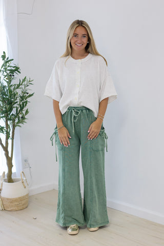 Finally Found You Mineral Wash Pants in Pine Green