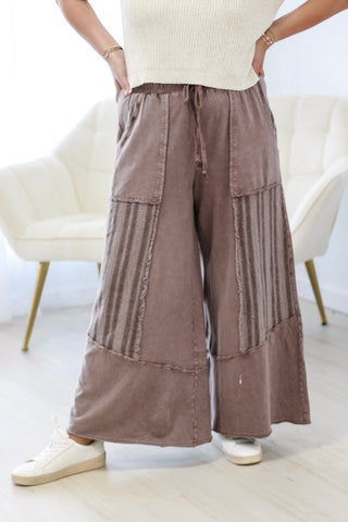 Made You Look Patchwork Pants in Mocha