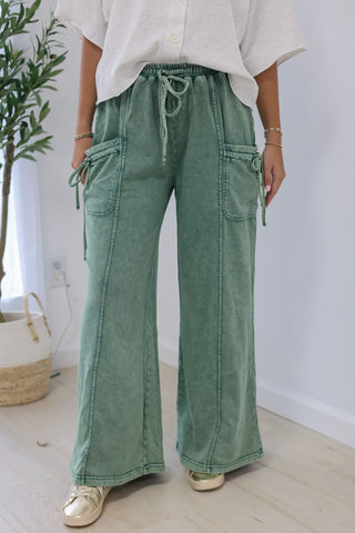 Finally Found You Mineral Wash Pants in Pine Green