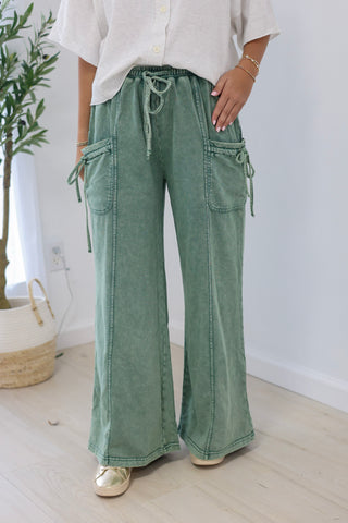 Finally Found You Mineral Wash Pants in Pine Green