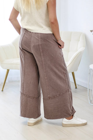 Made You Look Patchwork Pants in Mocha