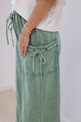 Finally Found You Mineral Wash Pants in Pine Green