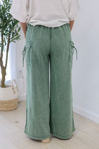 Finally Found You Mineral Wash Pants in Pine Green