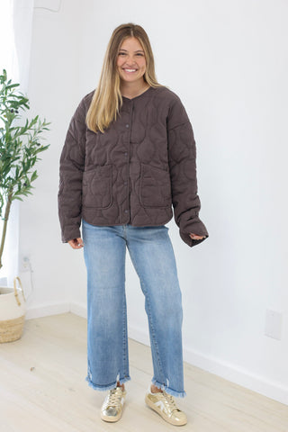 Warm Thoughts Quilted Jacket in Brown