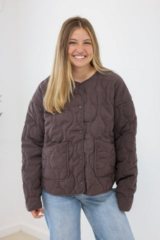 Warm Thoughts Quilted Jacket in Brown
