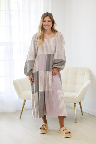 In A Lavender Haze Patchwork Midi Dress