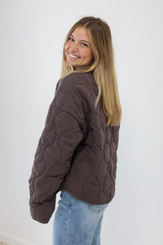 Warm Thoughts Quilted Jacket in Brown