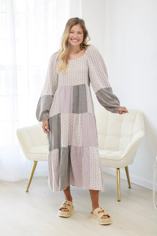In A Lavender Haze Patchwork Midi Dress