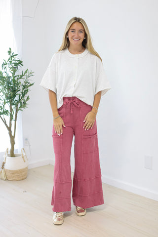 Do You Love Me Wide Leg Pants in Berry