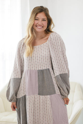 In A Lavender Haze Patchwork Midi Dress
