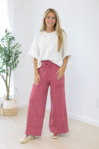 Do You Love Me Wide Leg Pants in Berry