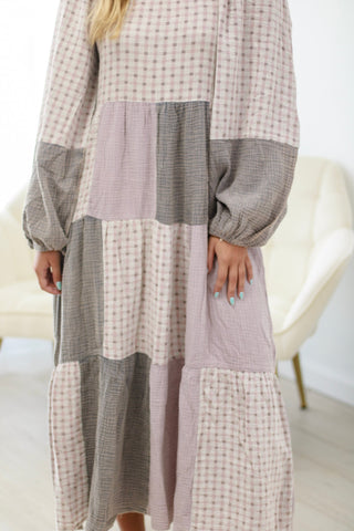 In A Lavender Haze Patchwork Midi Dress