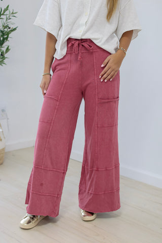 Do You Love Me Wide Leg Pants in Berry