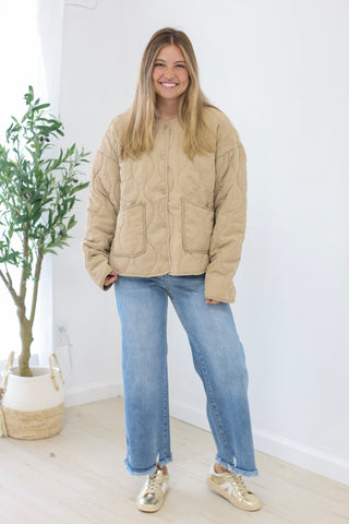 Warm Thoughts Quilted Jacket in Taupe